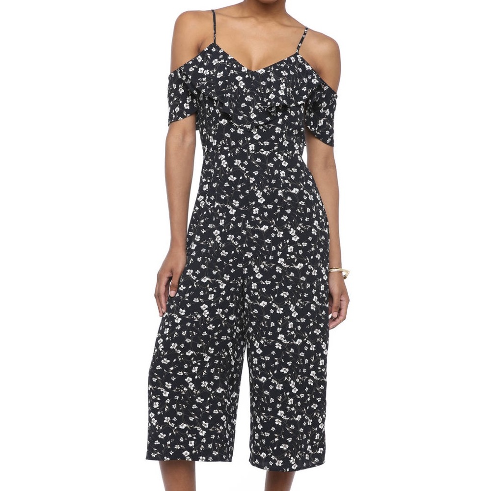 J.O.A. Floral Print Wide Leg Jumpsuit